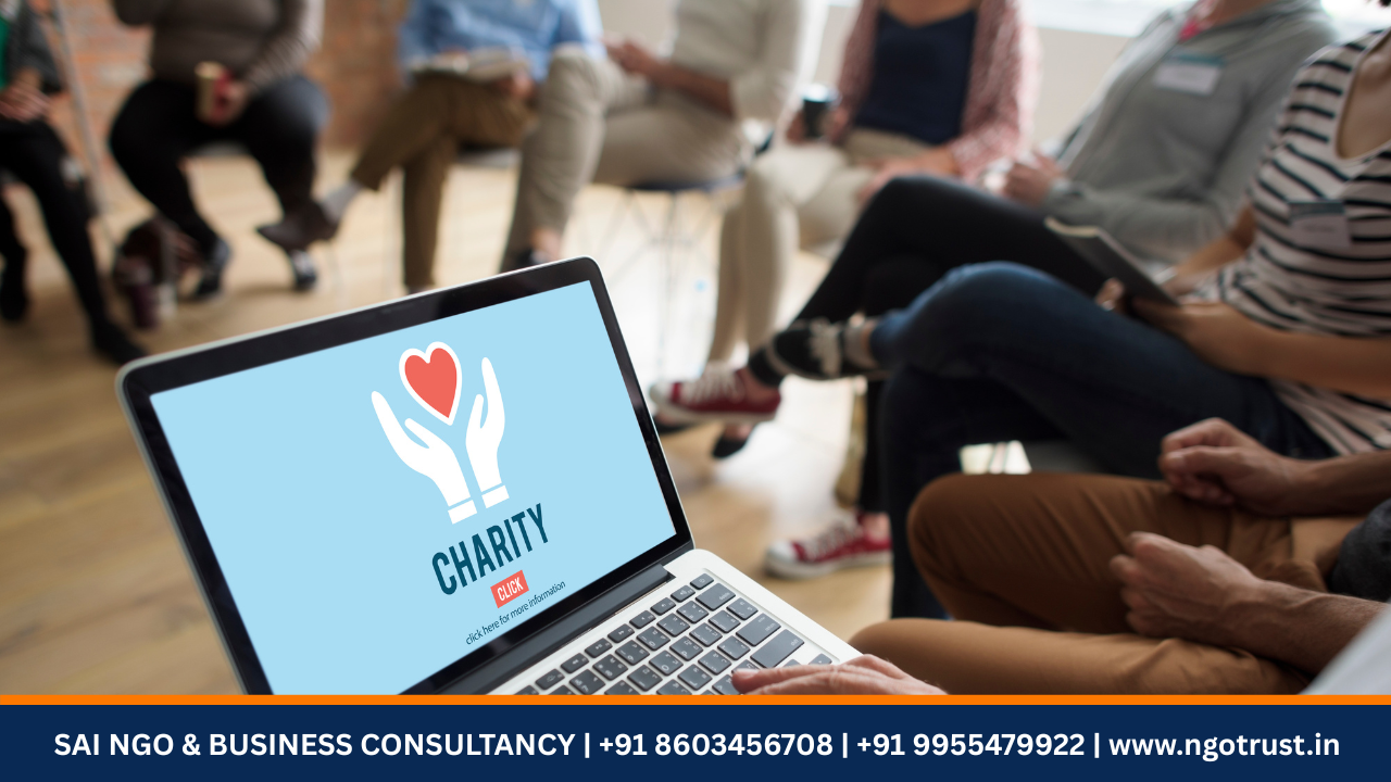 NGO volunteers and community members participating in a charity meeting