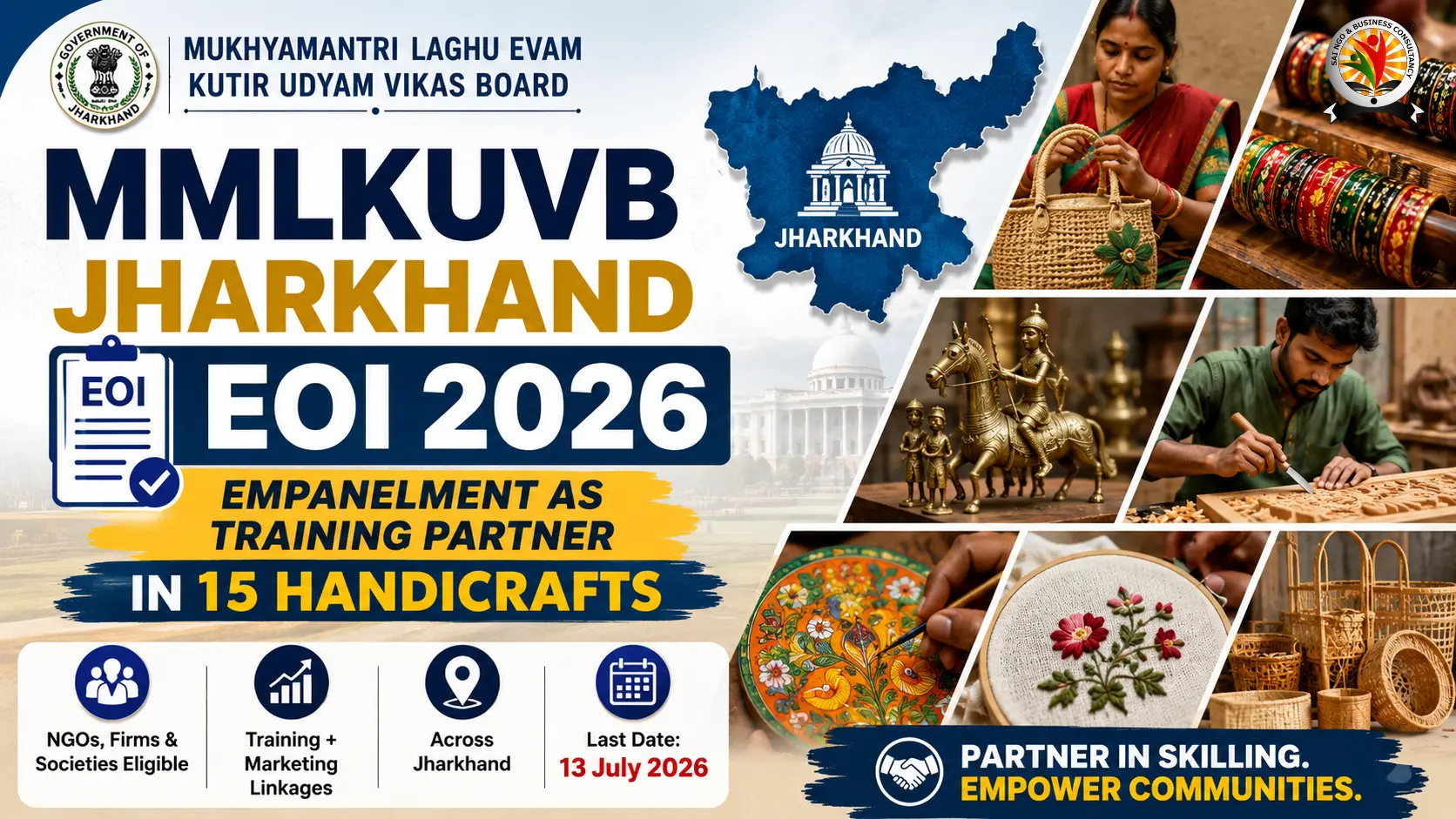 MMLKUVB Jharkhand EOI 2026 Empanelment as Training Partner in 15 Handicrafts